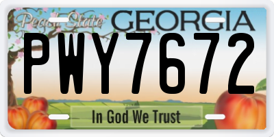 GA license plate PWY7672