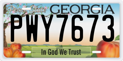 GA license plate PWY7673