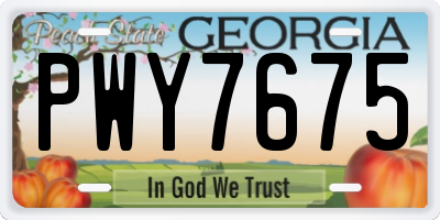 GA license plate PWY7675