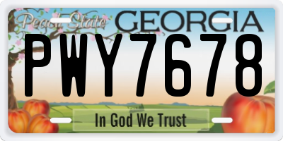 GA license plate PWY7678