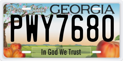 GA license plate PWY7680