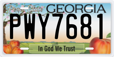GA license plate PWY7681