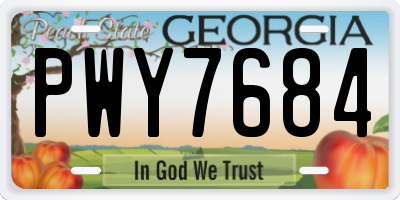 GA license plate PWY7684
