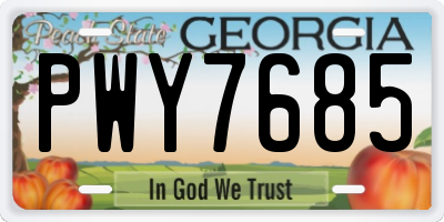 GA license plate PWY7685