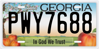 GA license plate PWY7688