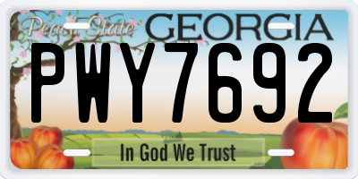 GA license plate PWY7692