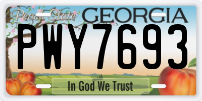 GA license plate PWY7693