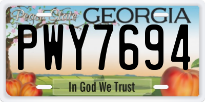 GA license plate PWY7694