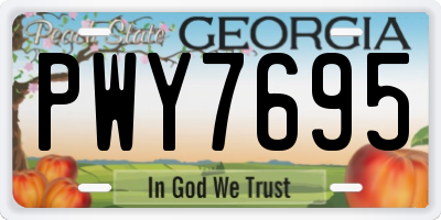 GA license plate PWY7695