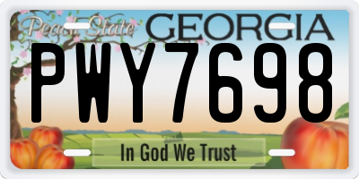 GA license plate PWY7698