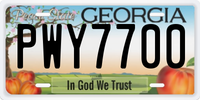 GA license plate PWY7700