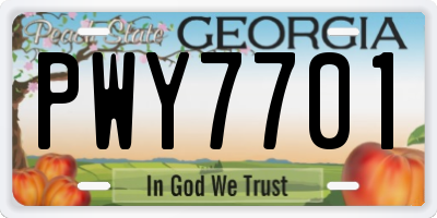 GA license plate PWY7701