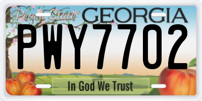 GA license plate PWY7702