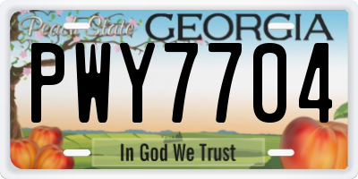 GA license plate PWY7704