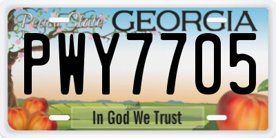 GA license plate PWY7705