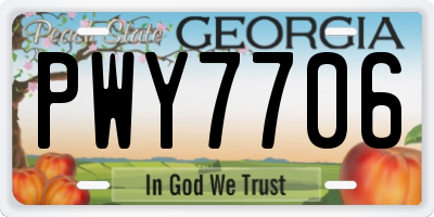 GA license plate PWY7706