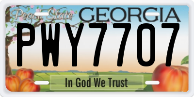 GA license plate PWY7707