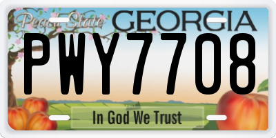 GA license plate PWY7708