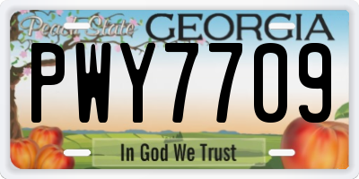GA license plate PWY7709