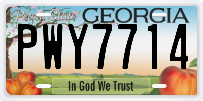 GA license plate PWY7714