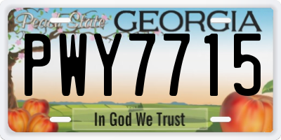 GA license plate PWY7715