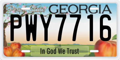 GA license plate PWY7716