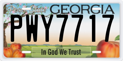 GA license plate PWY7717