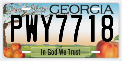 GA license plate PWY7718