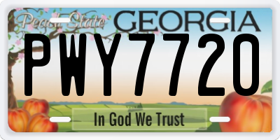 GA license plate PWY7720