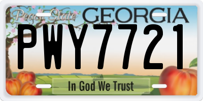 GA license plate PWY7721
