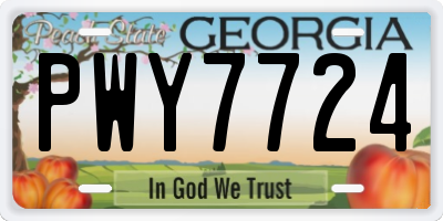 GA license plate PWY7724