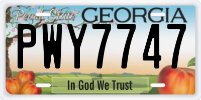 GA license plate PWY7747