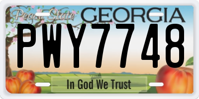 GA license plate PWY7748
