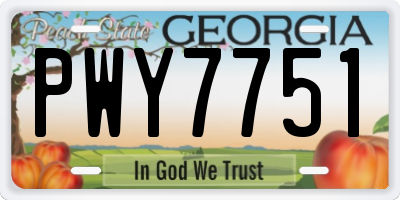 GA license plate PWY7751