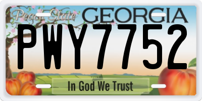 GA license plate PWY7752