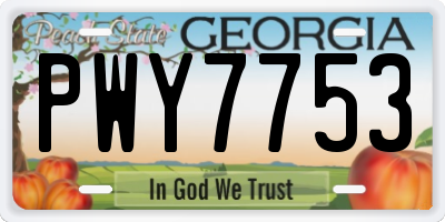 GA license plate PWY7753