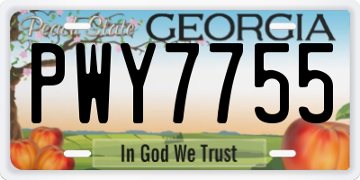 GA license plate PWY7755