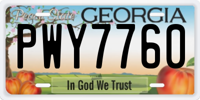 GA license plate PWY7760