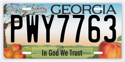 GA license plate PWY7763