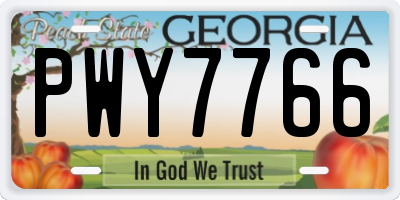 GA license plate PWY7766