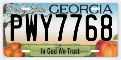 GA license plate PWY7768