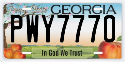 GA license plate PWY7770