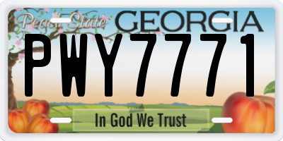 GA license plate PWY7771