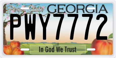 GA license plate PWY7772