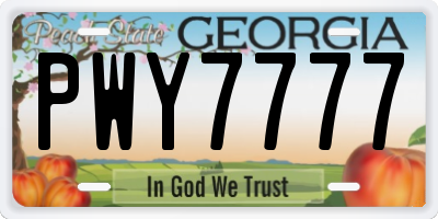 GA license plate PWY7777
