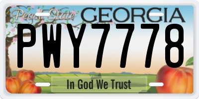 GA license plate PWY7778