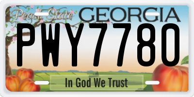 GA license plate PWY7780