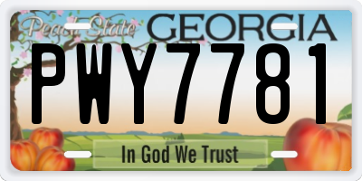 GA license plate PWY7781