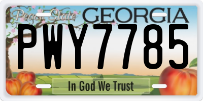 GA license plate PWY7785