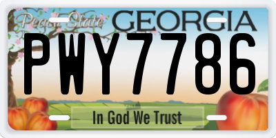 GA license plate PWY7786